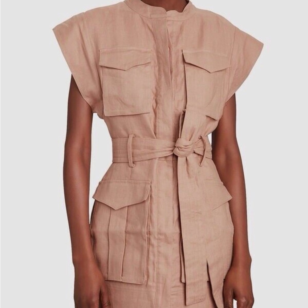Shona Joy EAMES LINEN UTILITY MINI DRESS - DESERT ROSE